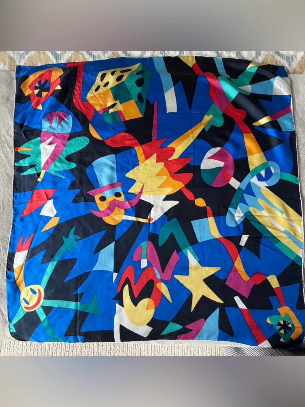 Vintage Ashley Brooke 100% Silk Scarf Headscarf Vibrant MCM Hand Rolled 33x33”